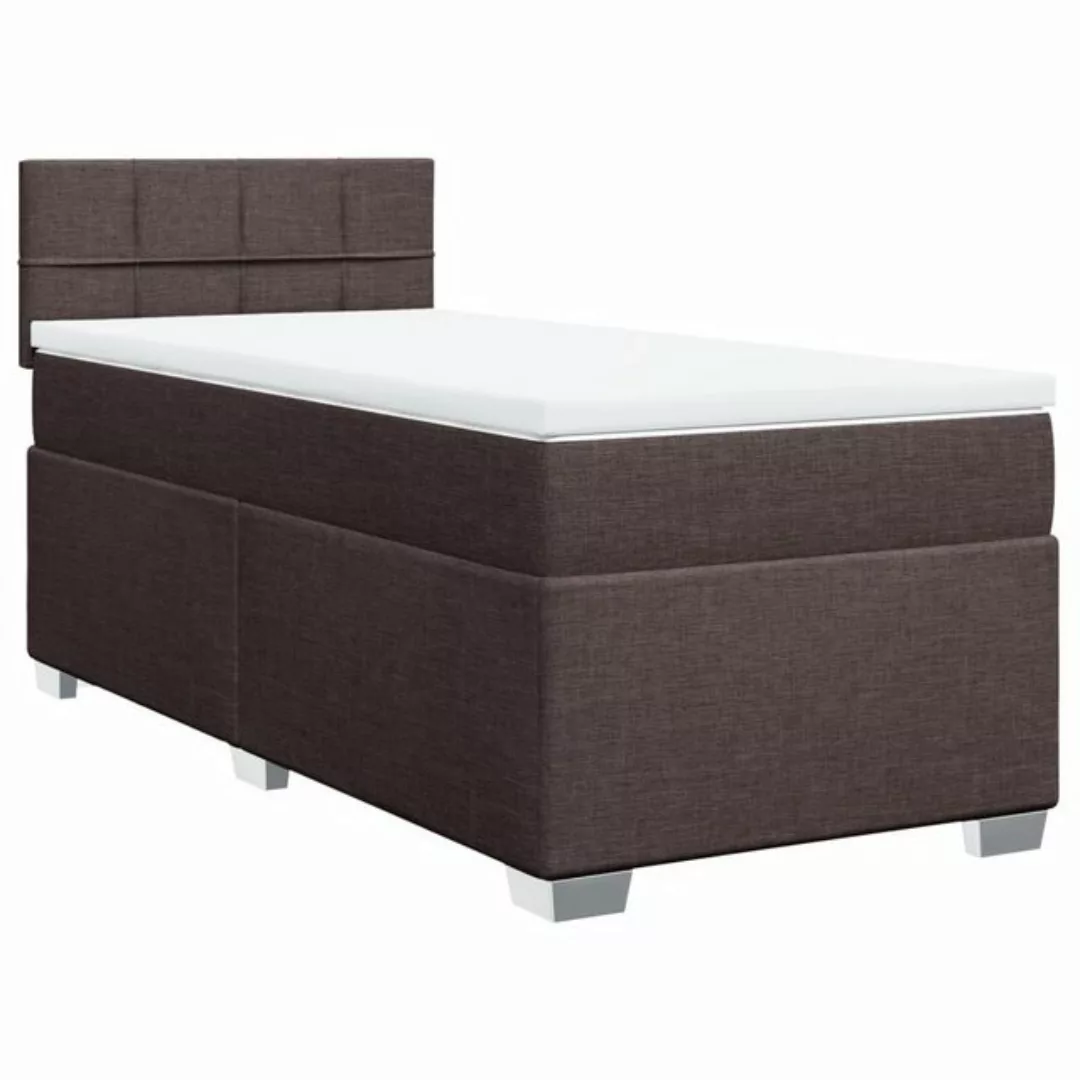 vidaXL Boxspringbett, Boxspringbett mit Matratze Dunkelbraun 90x190 cm Stof günstig online kaufen