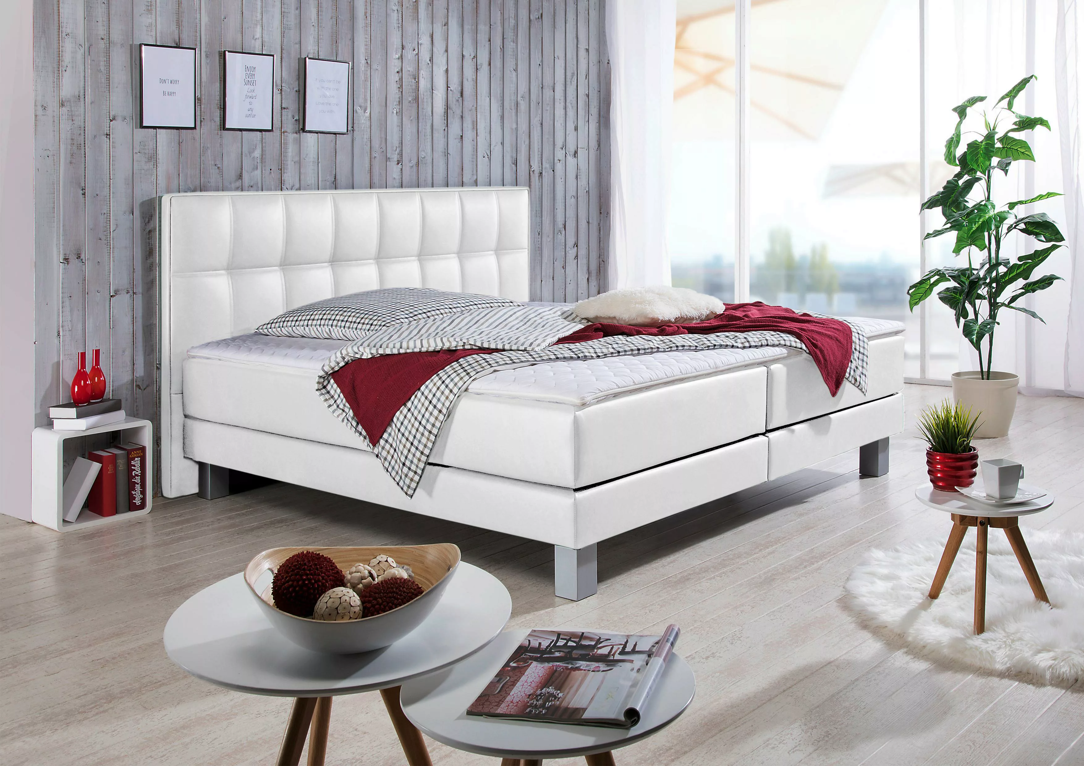 INOSIGN Boxspringbett "Tavira", in 4 Breiten, 4 Farben und 3 Matratzenarten günstig online kaufen