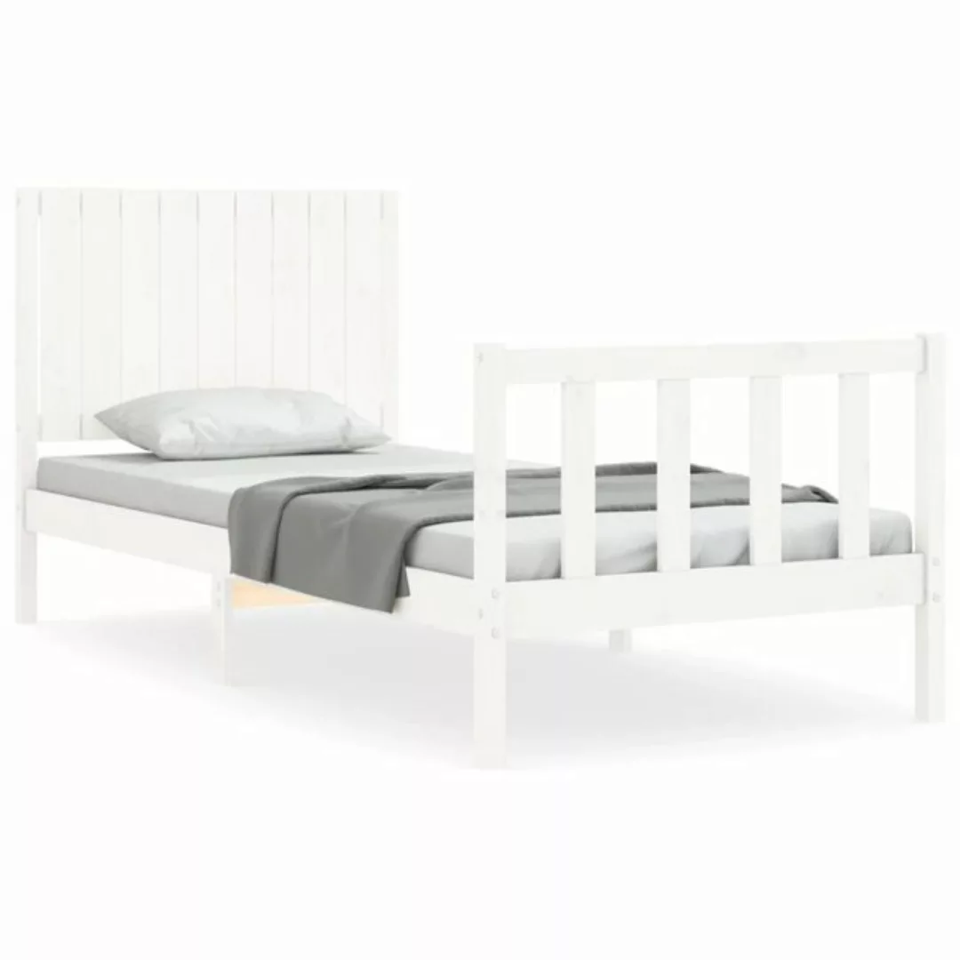 vidaXL Bett Massivholzbett ohne Matratze Weiß 90x200 cm Kiefernholz günstig online kaufen