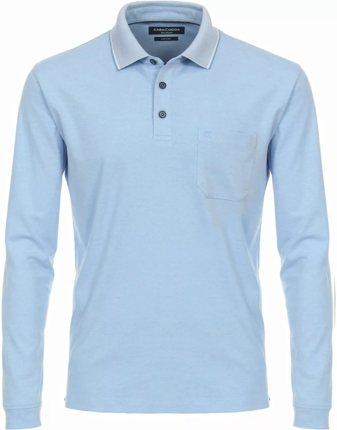 Casa Moda Long Sleeve Poloshirt Hellblau - Größe L günstig online kaufen