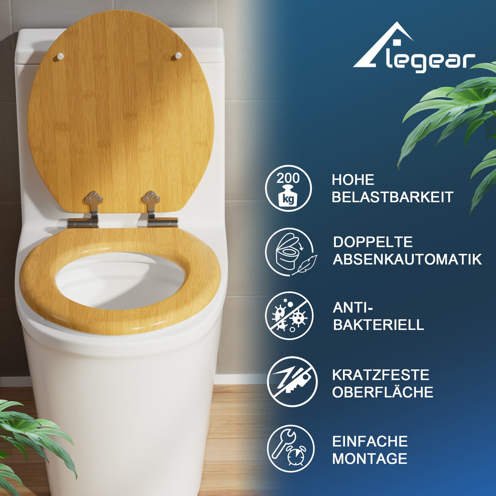 Elegear WC-Sitz Holz Toilettendeckel mit Doppelte günstig online kaufen