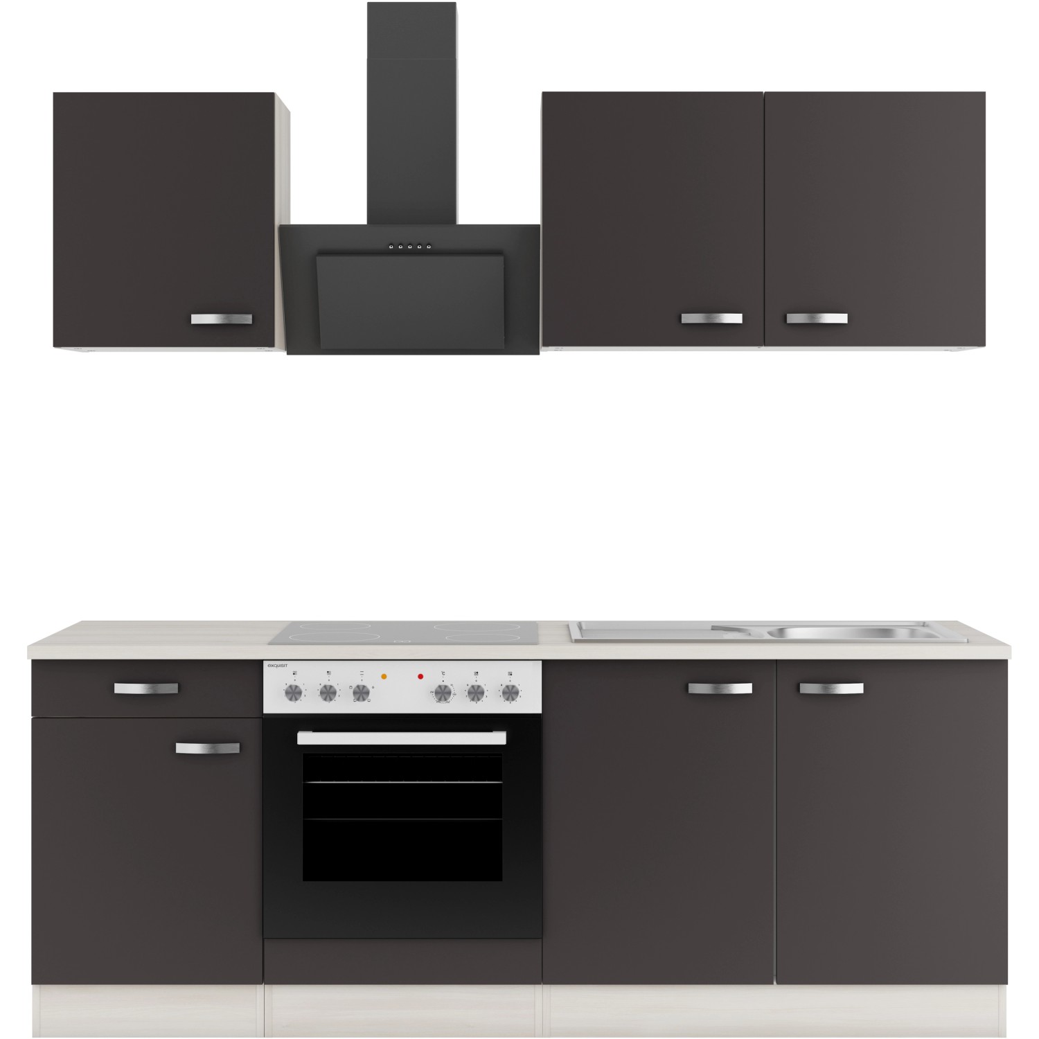 OPTIFIT Faro220 Küchenzeile 210 cm ohne E-Geräte Anthrazit günstig online kaufen