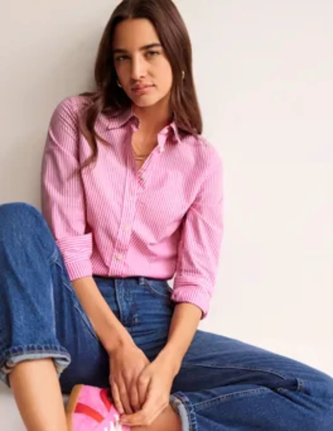 Sienna Baumwollhemd Damen Boden, Sangria Sunset Pink und Naturweiß günstig online kaufen