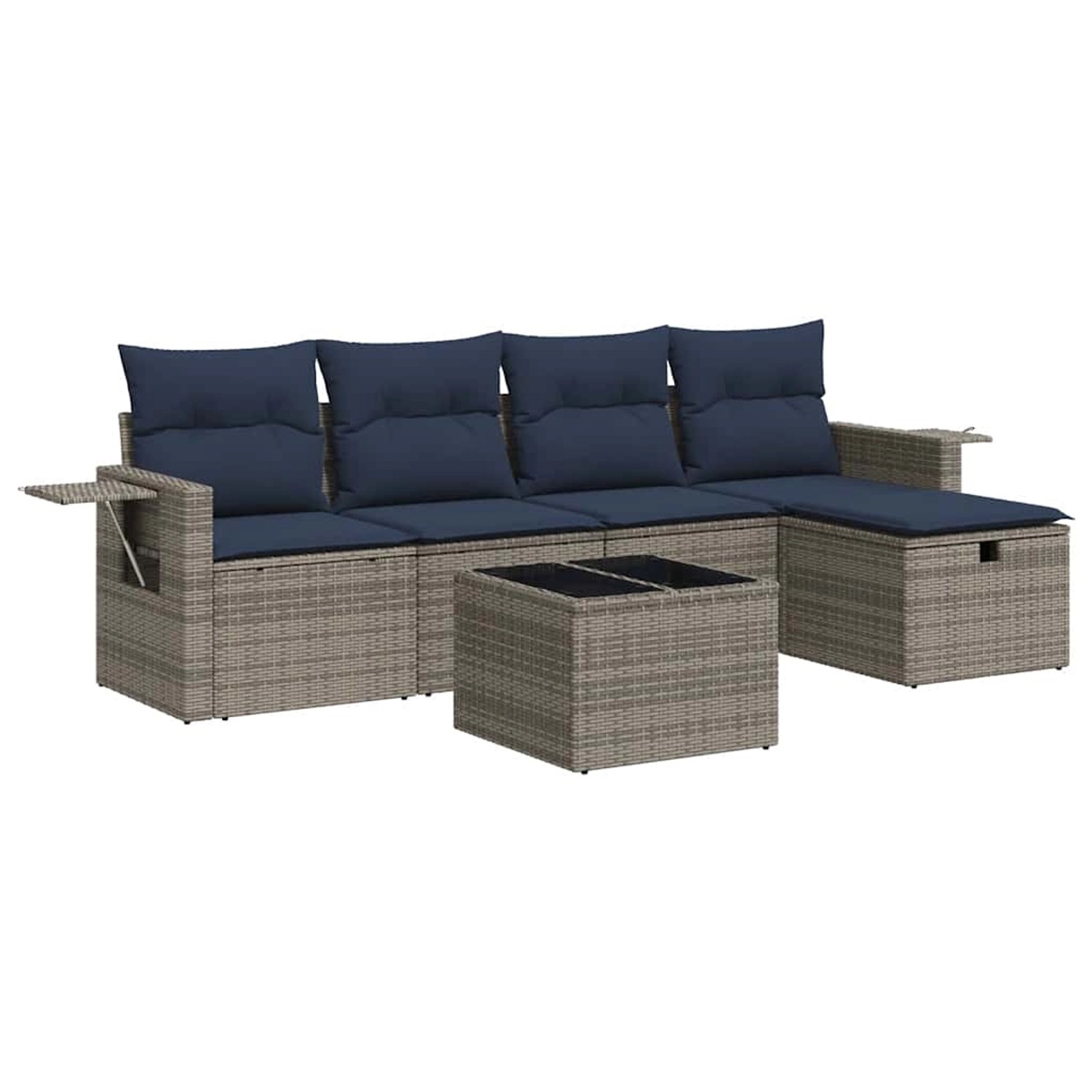 vidaXL 6-Tlg Garten-Sofagarnitur mit Kissen Grau Poly Rattan 3325477 günstig online kaufen
