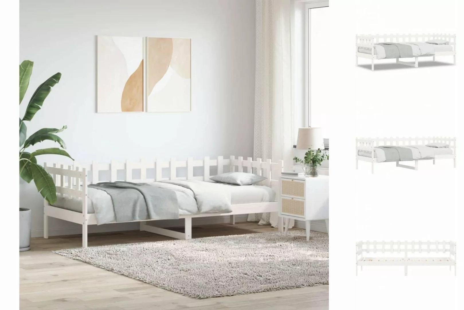 vidaXL Gästebett Gästebett Tagesbett Weiß 90x190 cm Massivholz Kiefer Bett günstig online kaufen