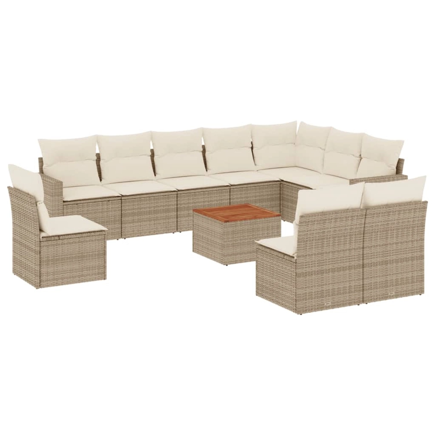 vidaXL 11-Tlg Garten-Sofagarnitur mit Kissen Beige Poly Rattan 3256506 günstig online kaufen