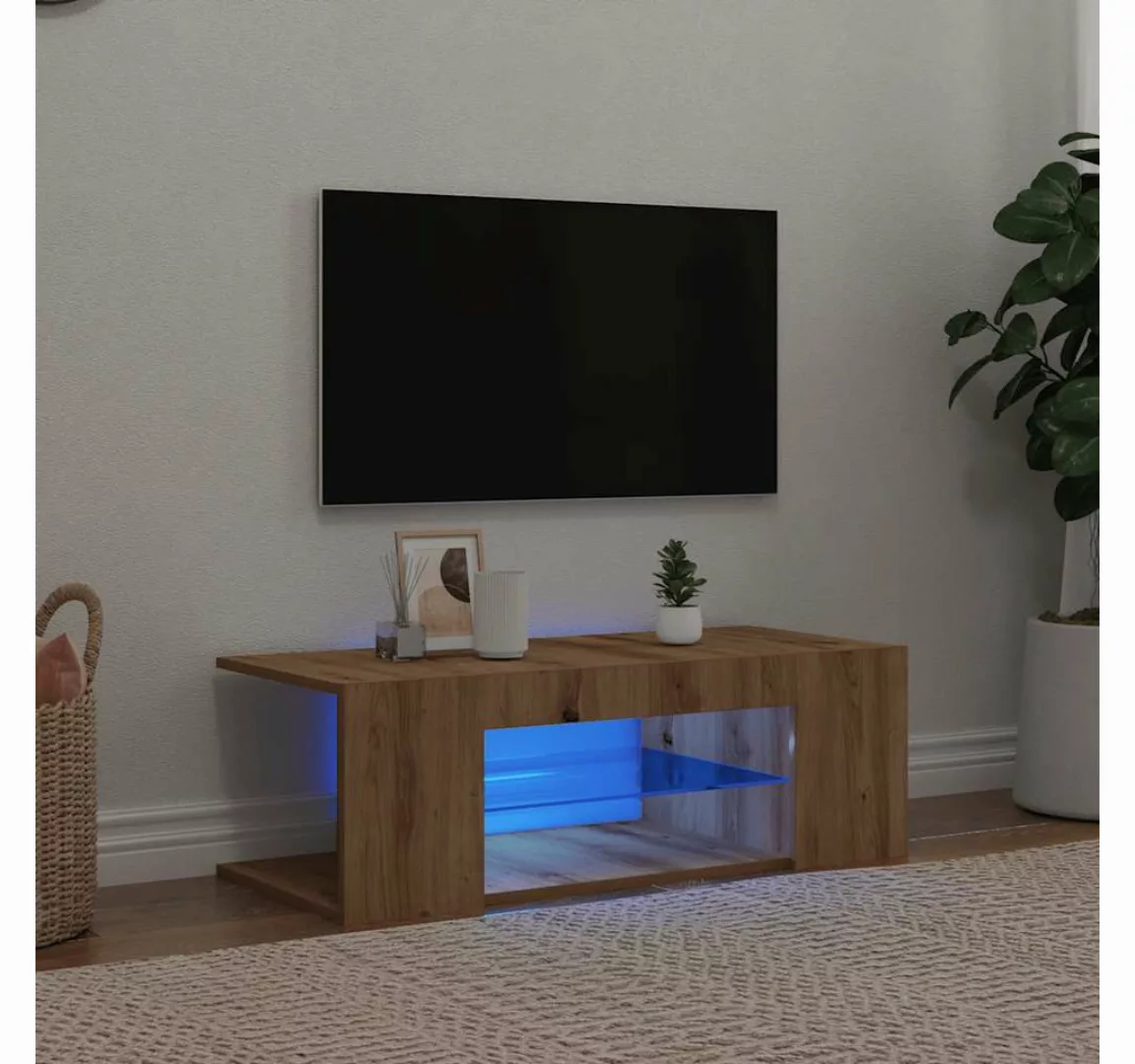 vidaXL Schrankmodule TV-Schrank mit LED-Leuchten Artisan-Eiche 90x39x30 cm günstig online kaufen