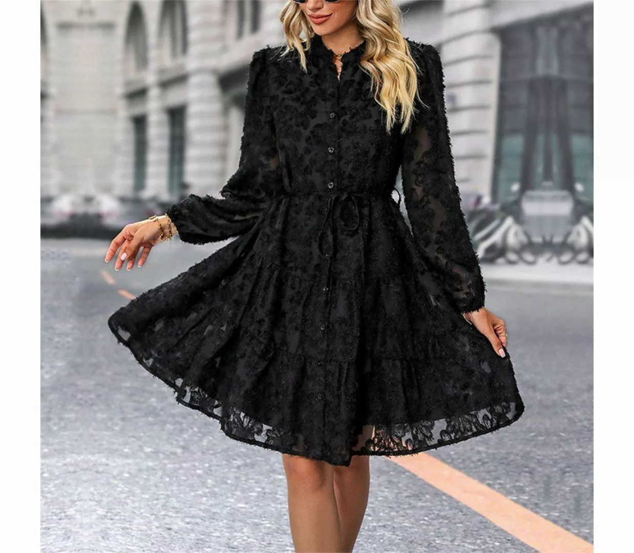 AFAZ New Trading UG Abendkleid Damen kleid Elegant Tunikakleider Langarm Pa günstig online kaufen