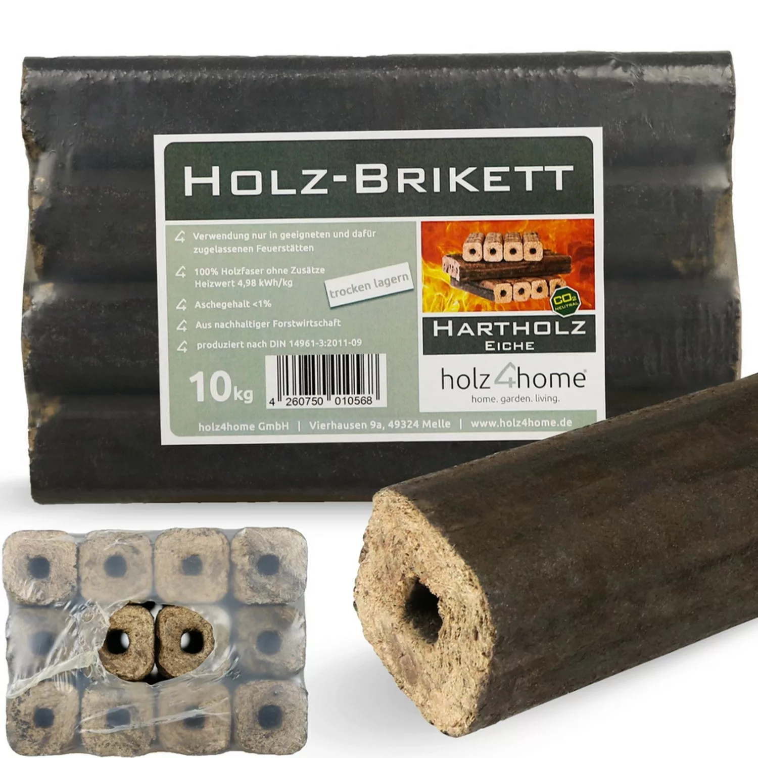 holz4home Pini Kay Eichenbriketts 100 Prozent Ohne Zusätze Paket Je 10 Kg günstig online kaufen