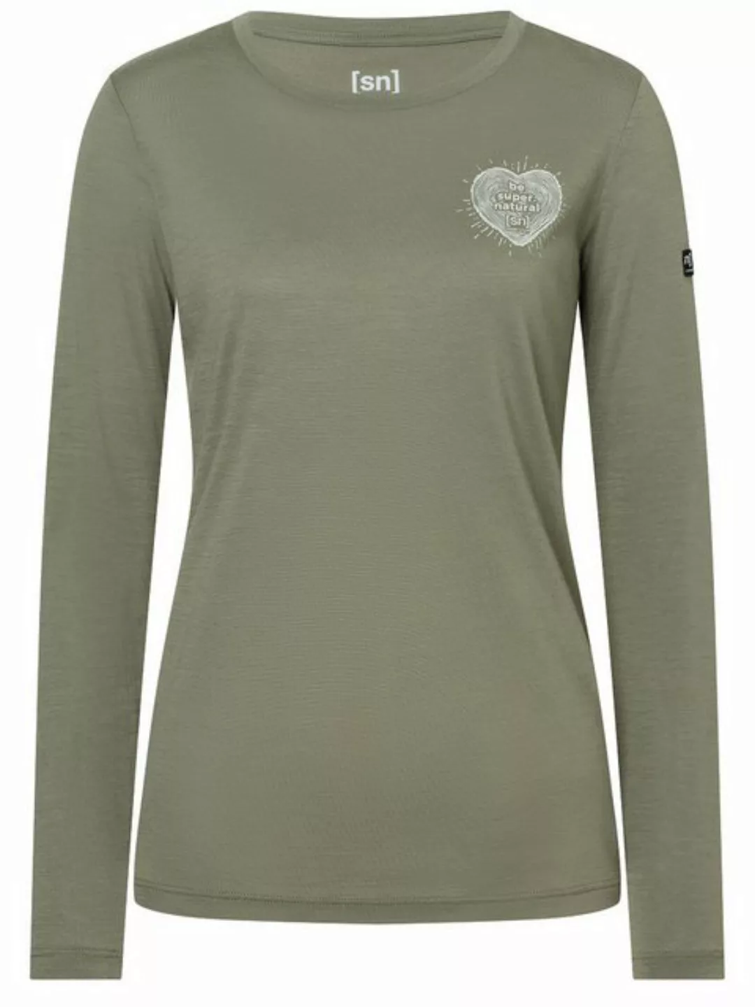 SUPER.NATURAL Langarmshirt für Damen, Merino LITTLE HEARTWOOD Herz Motiv, c günstig online kaufen