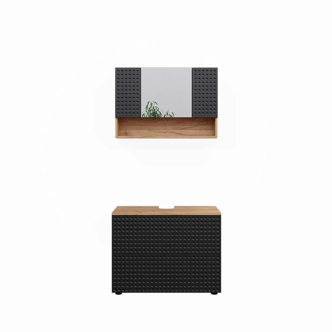 Vicco Badmöbel-Set Irma, Goldkraft Eiche/Anthrazit, 2 günstig online kaufen