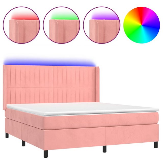 vidaXL Boxspringbett Boxspringbett mit Matratze und LED Samt (160 x 200 cm, günstig online kaufen