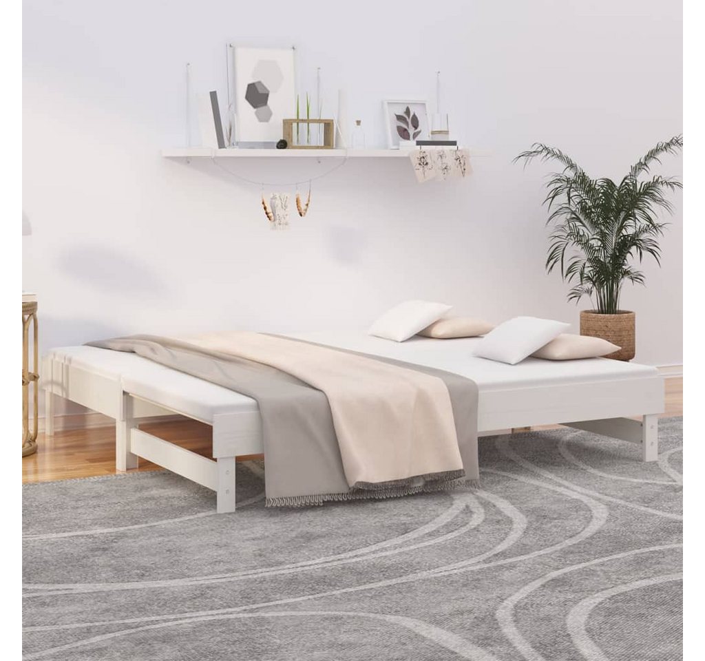 vidaXL Gästebett Gästebett Tagesbett Ausziehbar Weiß 2x90x190 cm Massivholz günstig online kaufen