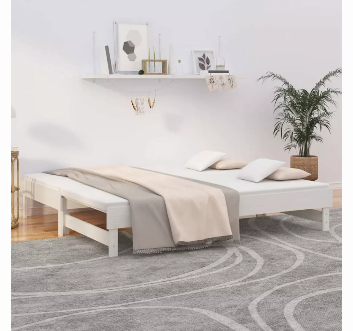 vidaXL Gästebett Gästebett Tagesbett Ausziehbar Weiß 2x75x190 cm Massivholz günstig online kaufen