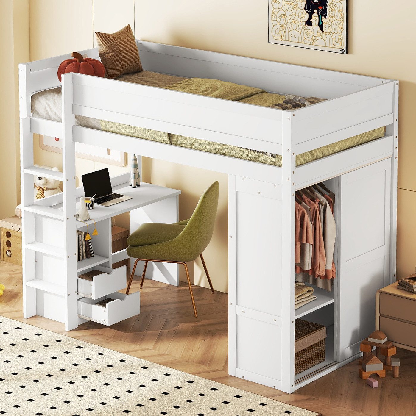 HAUSS SPOLE Hochbett 90*200cm mit Kleiderschrank, günstig online kaufen
