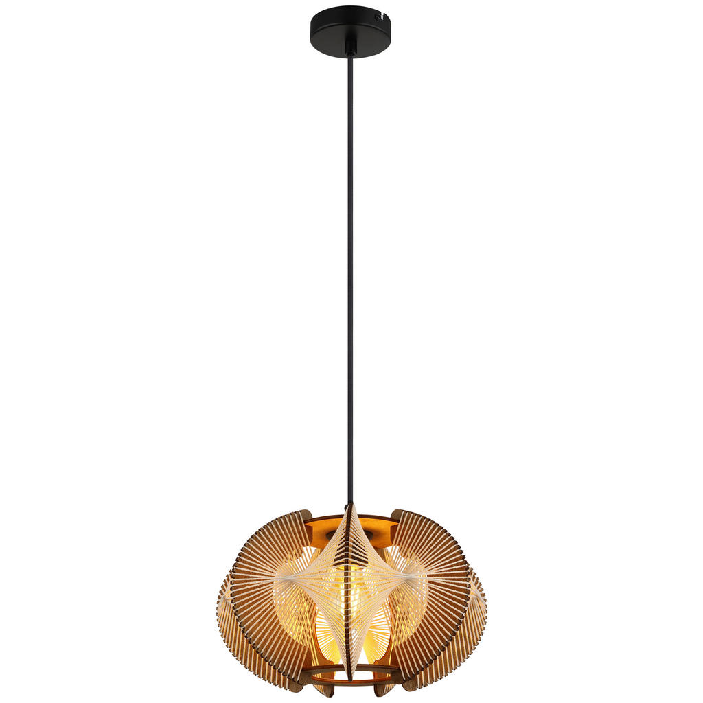 GLOBO Pendelleuchte SAKURA 30533446 natur dunkelbraun schwarz MDF Metall Ha günstig online kaufen