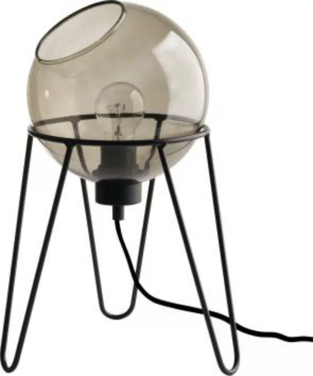Tischlampe Glas POBO Schwarz Metall Dreibein H30cm günstig online kaufen