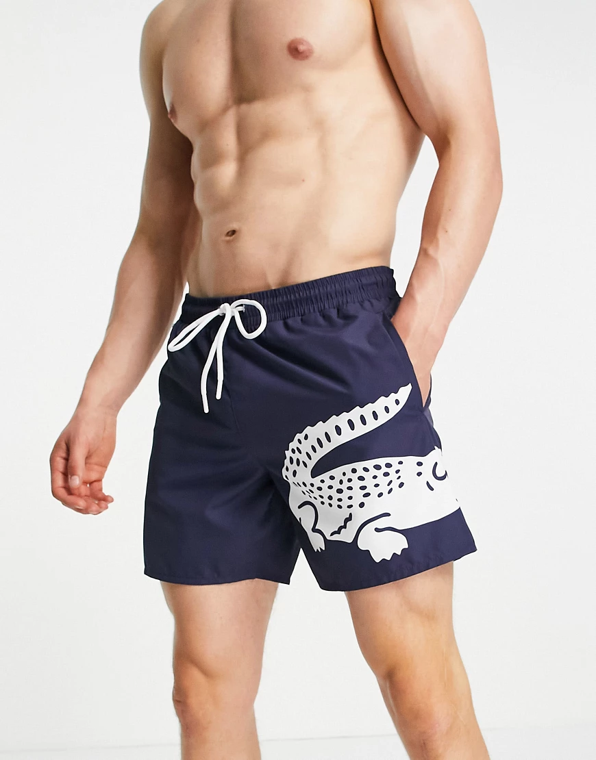 Lacoste – Badeshorts mit Krokodillogo-Marineblau günstig online kaufen