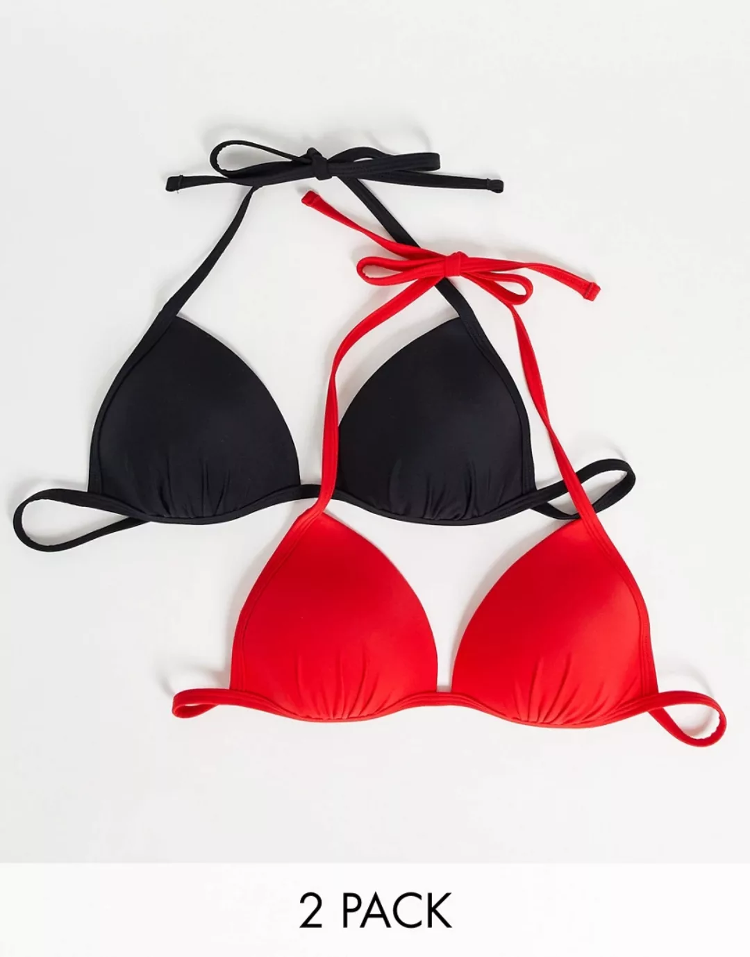 New Look – 2er-Pack Triangel-Bikinioberteile in Schwarz günstig online kaufen