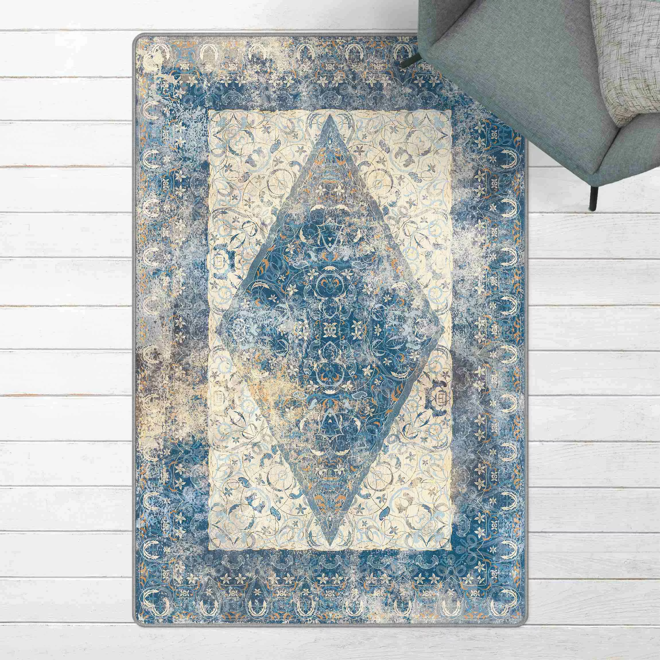 Teppich Arabischer Teppich in blau Vintage günstig online kaufen