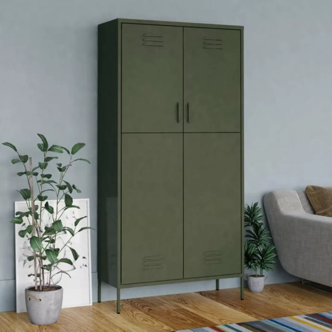 vidaXL Spind Kleiderschrank Spind Olivgrün 90x50x180 cm Stahl günstig online kaufen