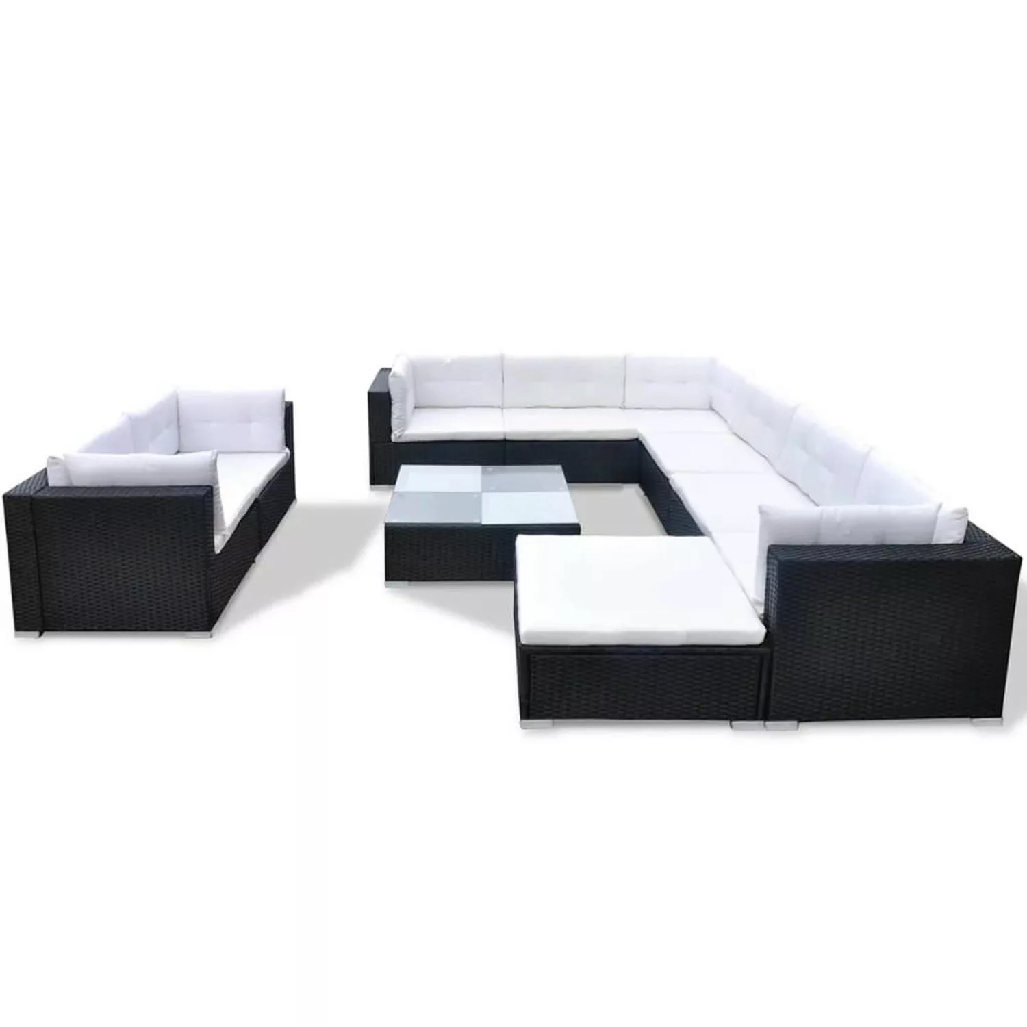 10-tlg. Garten-lounge-set Mit Auflagen Poly Rattan Schwarz günstig online kaufen