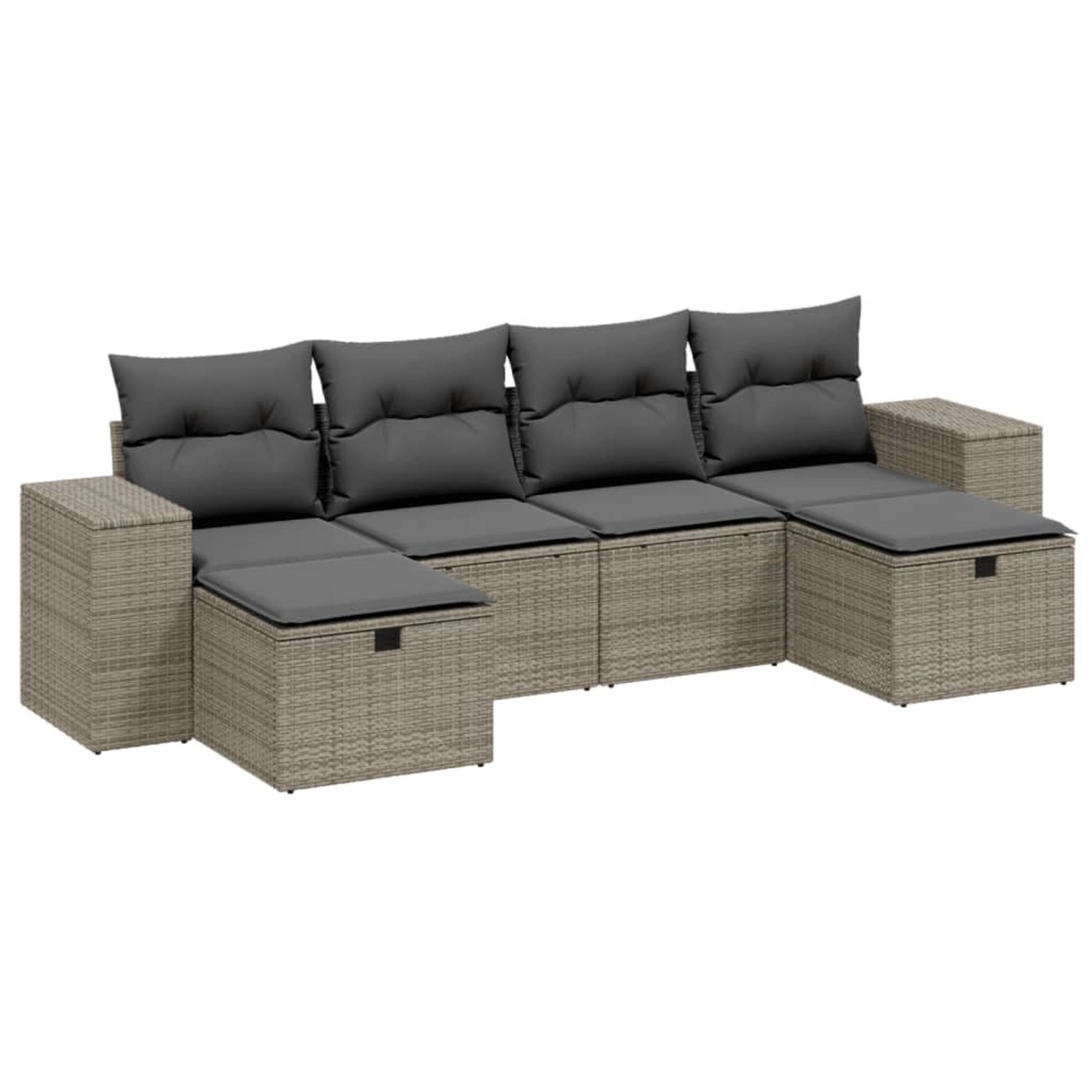 vidaXL 6-Tlg Garten-Sofagarnitur mit Kissen Hellgrau Poly Rattan 3264478 günstig online kaufen