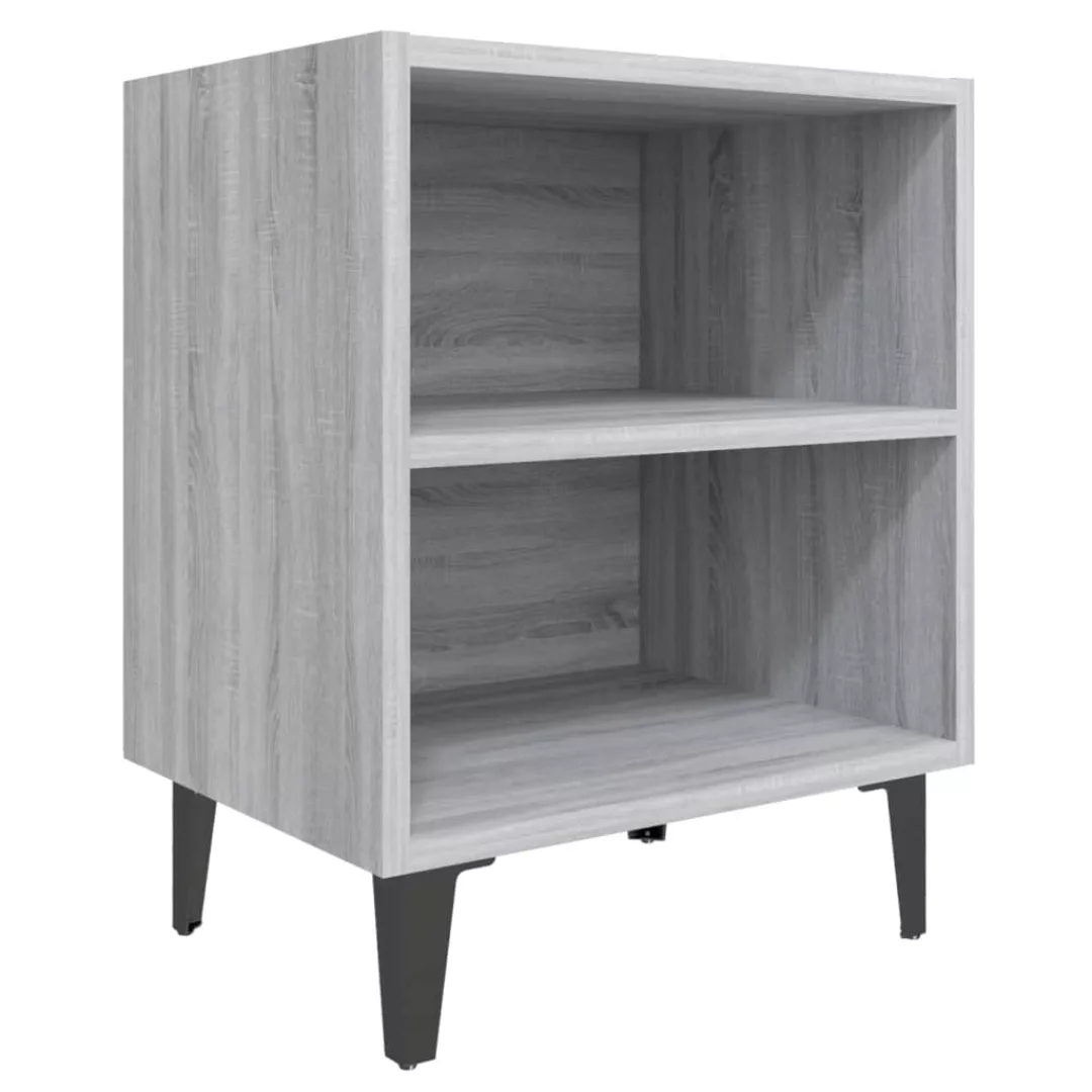 Vidaxl Nachttisch Mit Metallbeinen Grau Sonoma 40x30x50 Cm günstig online kaufen