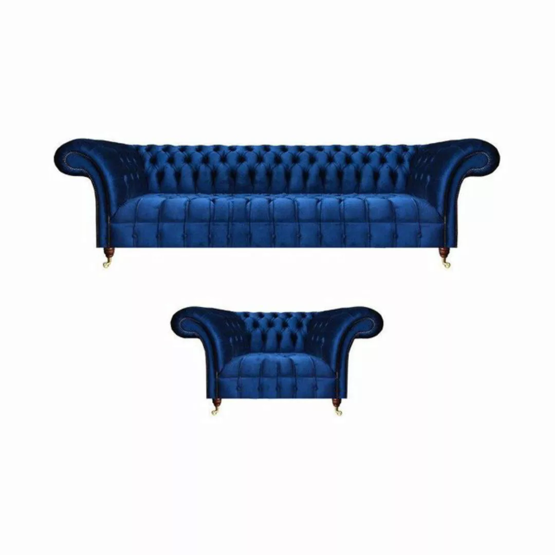 JVmoebel Chesterfield-Sofa Wohnzimmer Sofagarnitur Textil Sessel Sofa Dreis günstig online kaufen