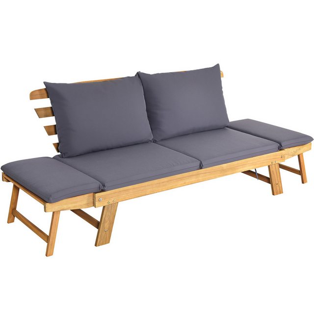 COSTWAY Loungesofa, Gartenbank mit klappbaren Seitenlehnen & Auflage günstig online kaufen