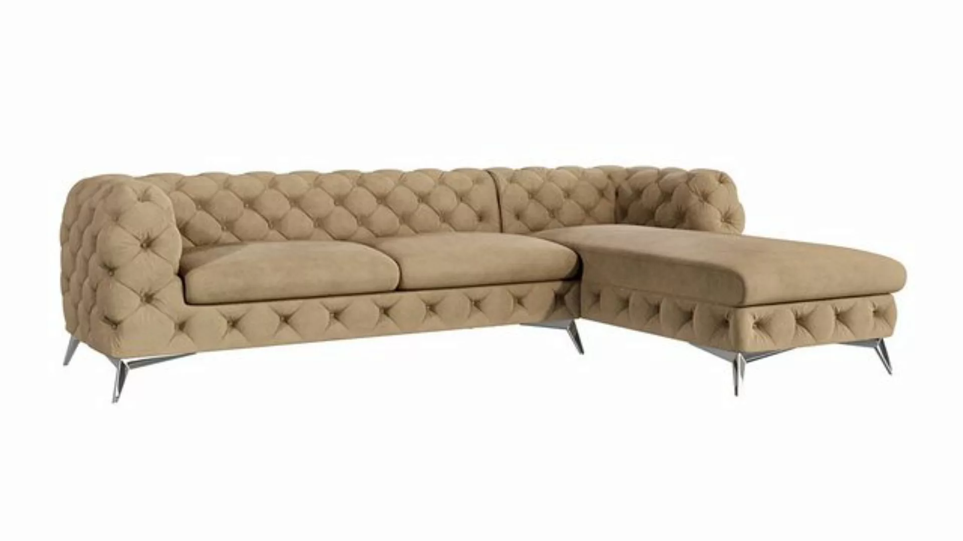 S-Style Möbel Ecksofa Chesterfield mit Ottomane Kalina mit Silber Metall Fü günstig online kaufen