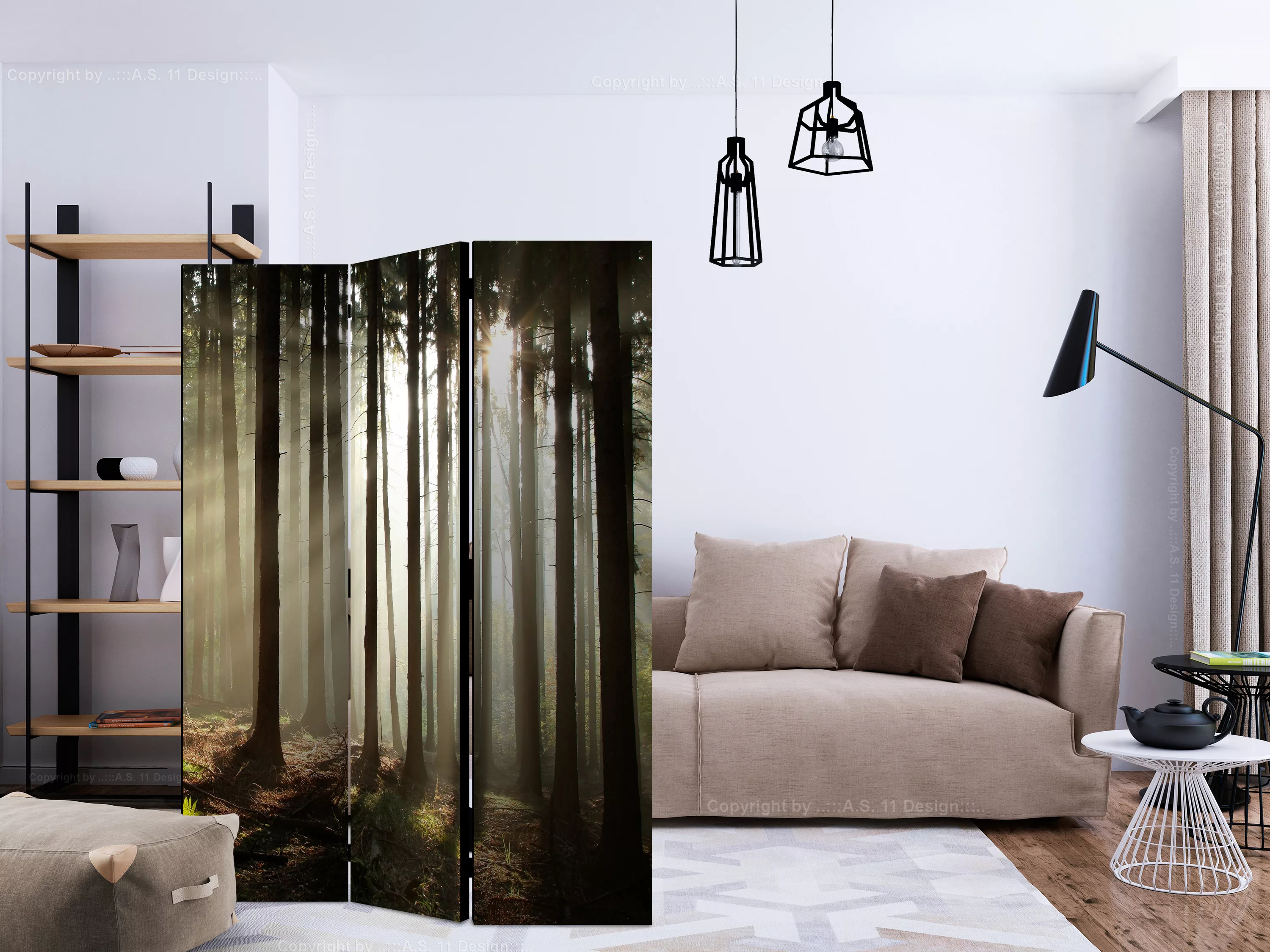 3-teiliges Paravent - Coniferous Forest [room Dividers] günstig online kaufen