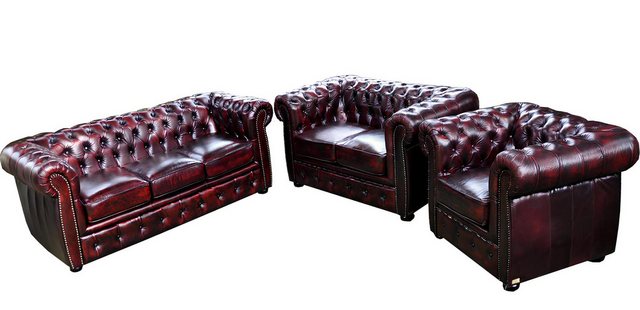 Xlmoebel Sofa Ledersofa Garnitur Chesterfield Sitzmöbel Set Couch 3-Sitzer günstig online kaufen