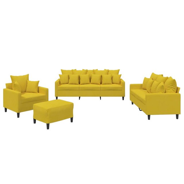 vidaXL Sofa Sofagarnitur Set mit Kissen Stoff, 4-tlg., Gelb günstig online kaufen