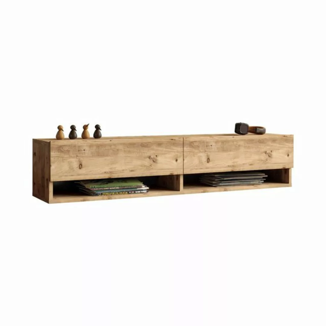 en.casa TV-Schrank »Laitila« TV Hängeboard 140x31,5x29,5cm Eiche rustikal günstig online kaufen