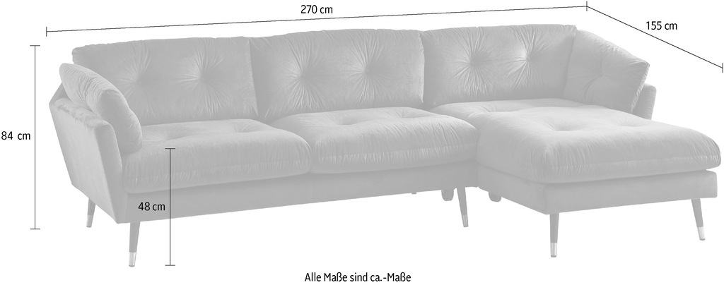 Trends by HG Ecksofa "Japan L-Form", mit Fuß in Holz-Metallkombination, Rec günstig online kaufen