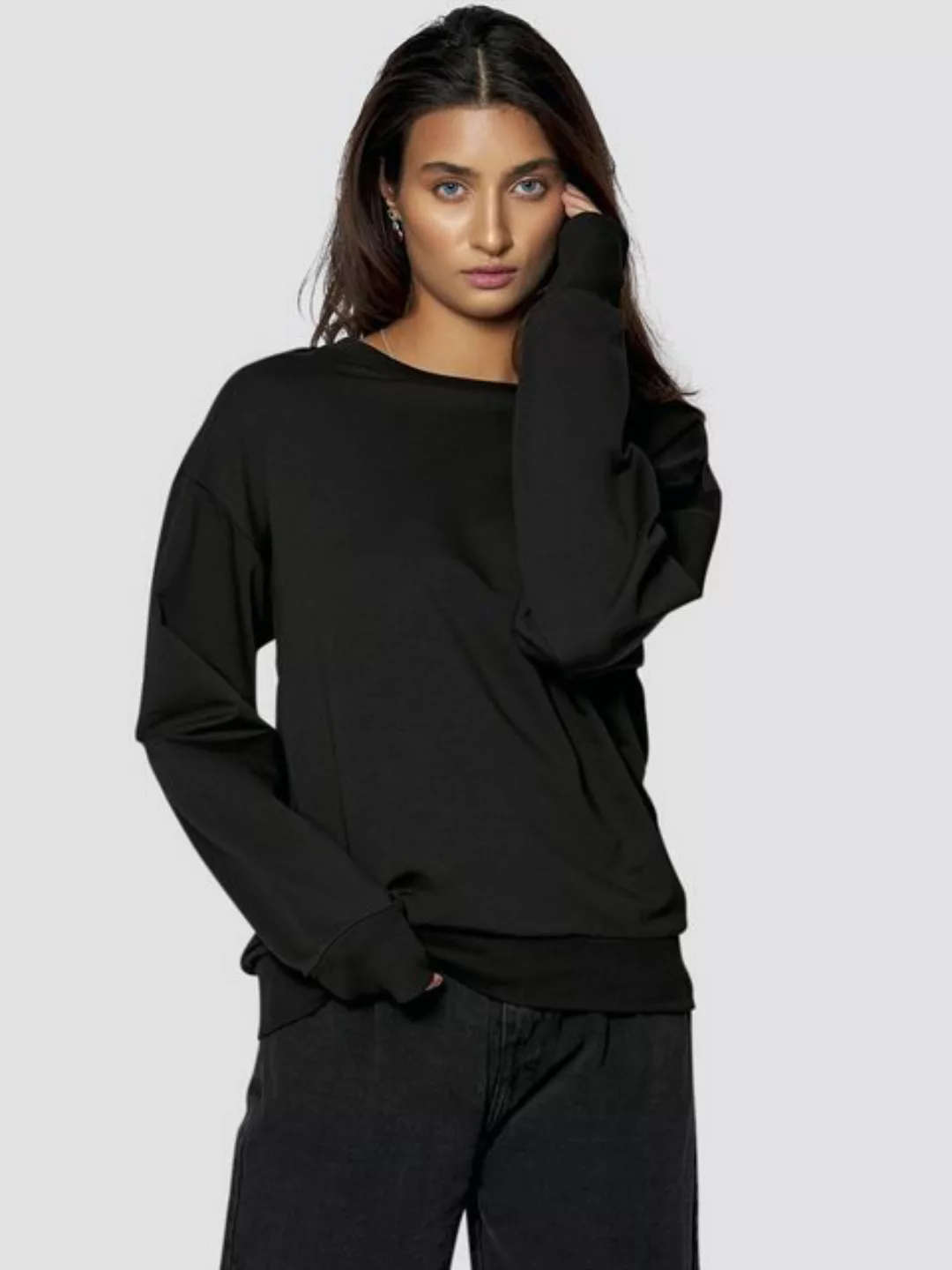 Freshlions Sweater Basic Sweatshirt in schwarz - S Ohne, Überschnittene Sch günstig online kaufen