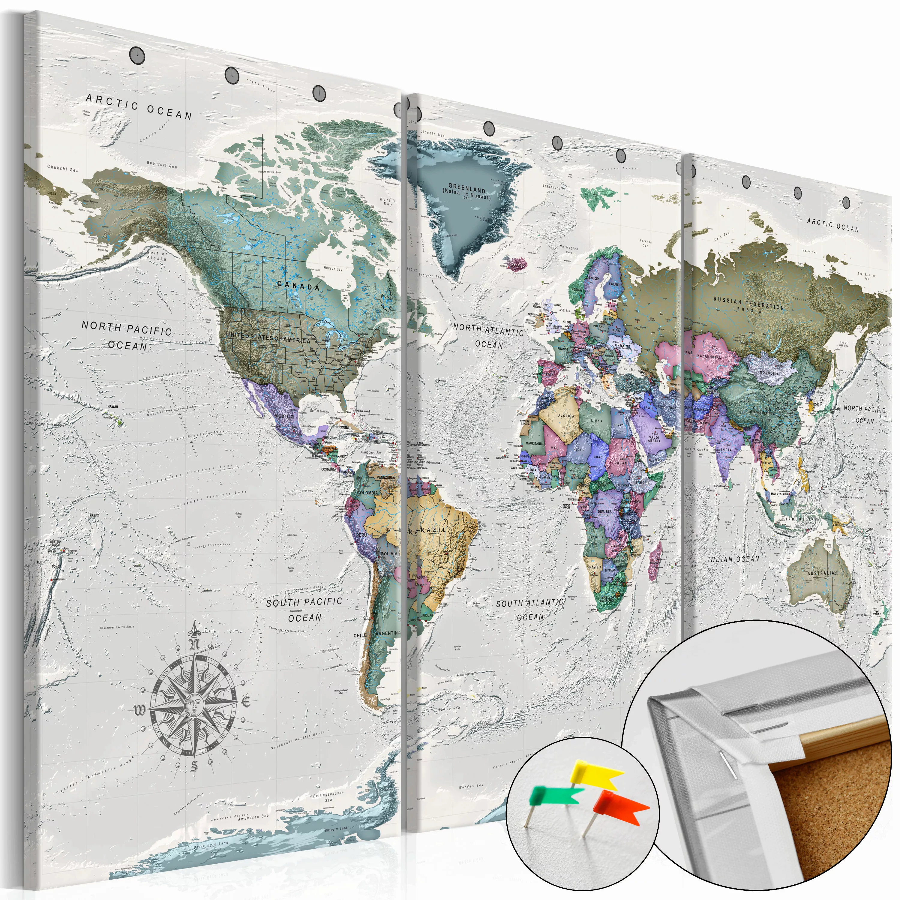 Korkbild - World Destinations (3 Parts) [cork Map] günstig online kaufen