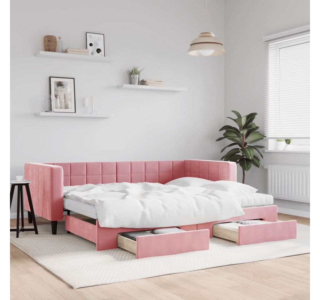 vidaXL Gästebett Gästebett Tagesbett Ausziehbar mit Schubladen Rosa 90x200 günstig online kaufen