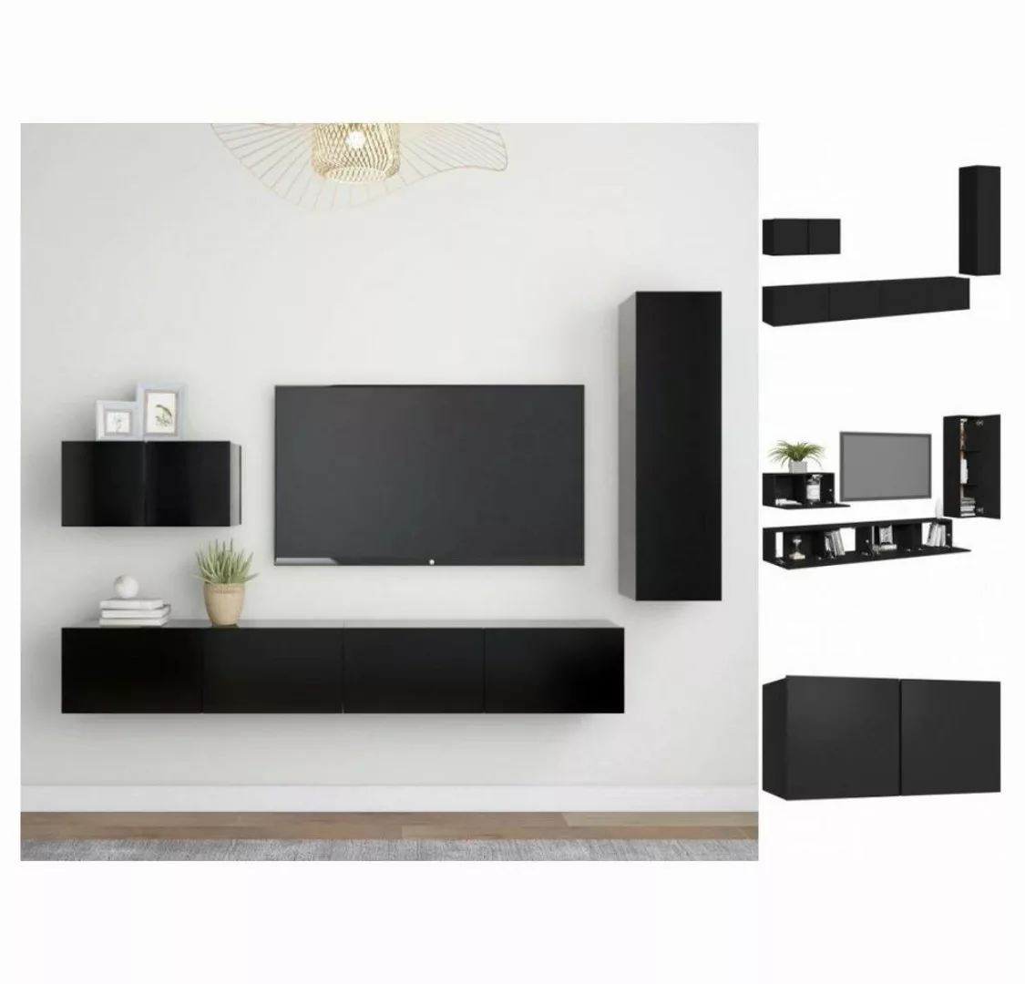 vidaXL TV-Schrank 4-tlg TV-Schrank-Set Schwarz Spanplatte günstig online kaufen