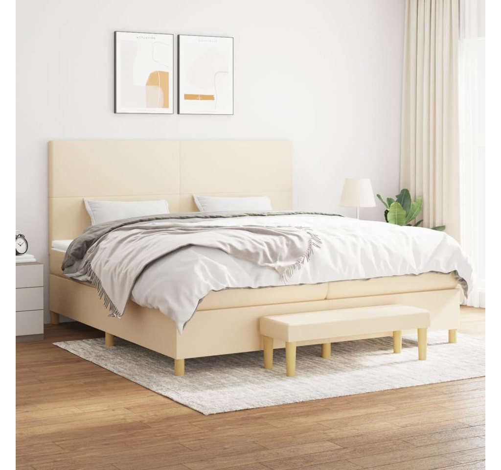 vidaXL Boxspringbett Boxspringbett mit Matratze Creme 200x200 cm Stoff Bett günstig online kaufen