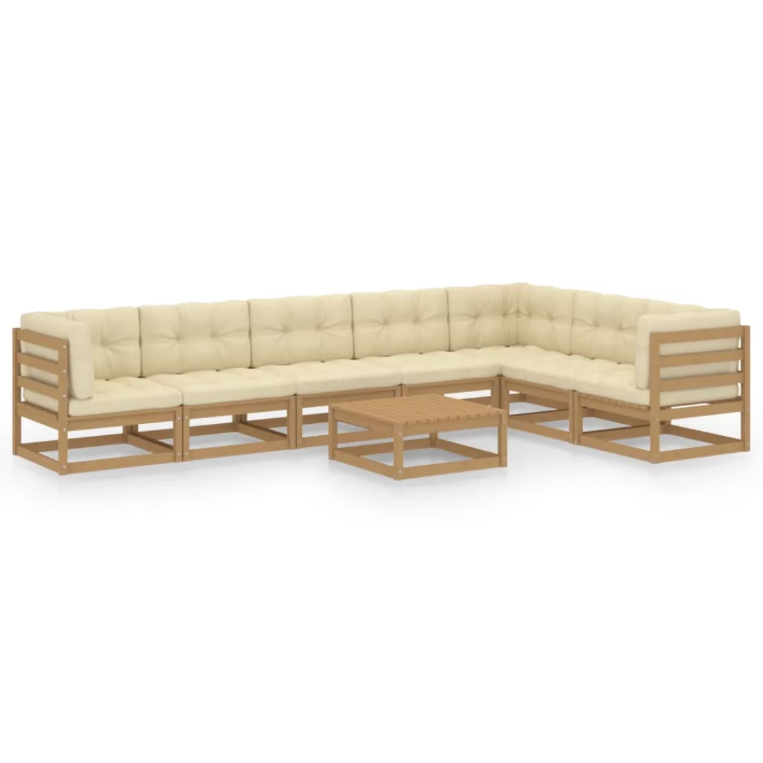 8-tlg. Garten-lounge-set Kissen Honigbraun Kiefer Massivholz günstig online kaufen