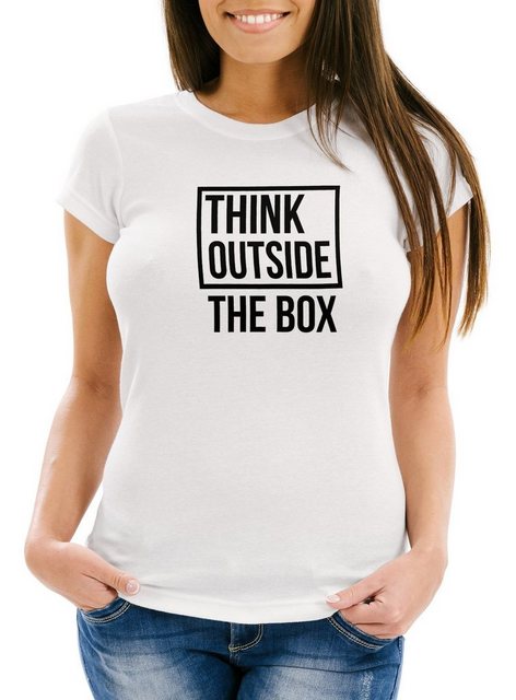 MoonWorks Print-Shirt Damen T-Shirt Think Outside the Box Slim Fit mit Prin günstig online kaufen