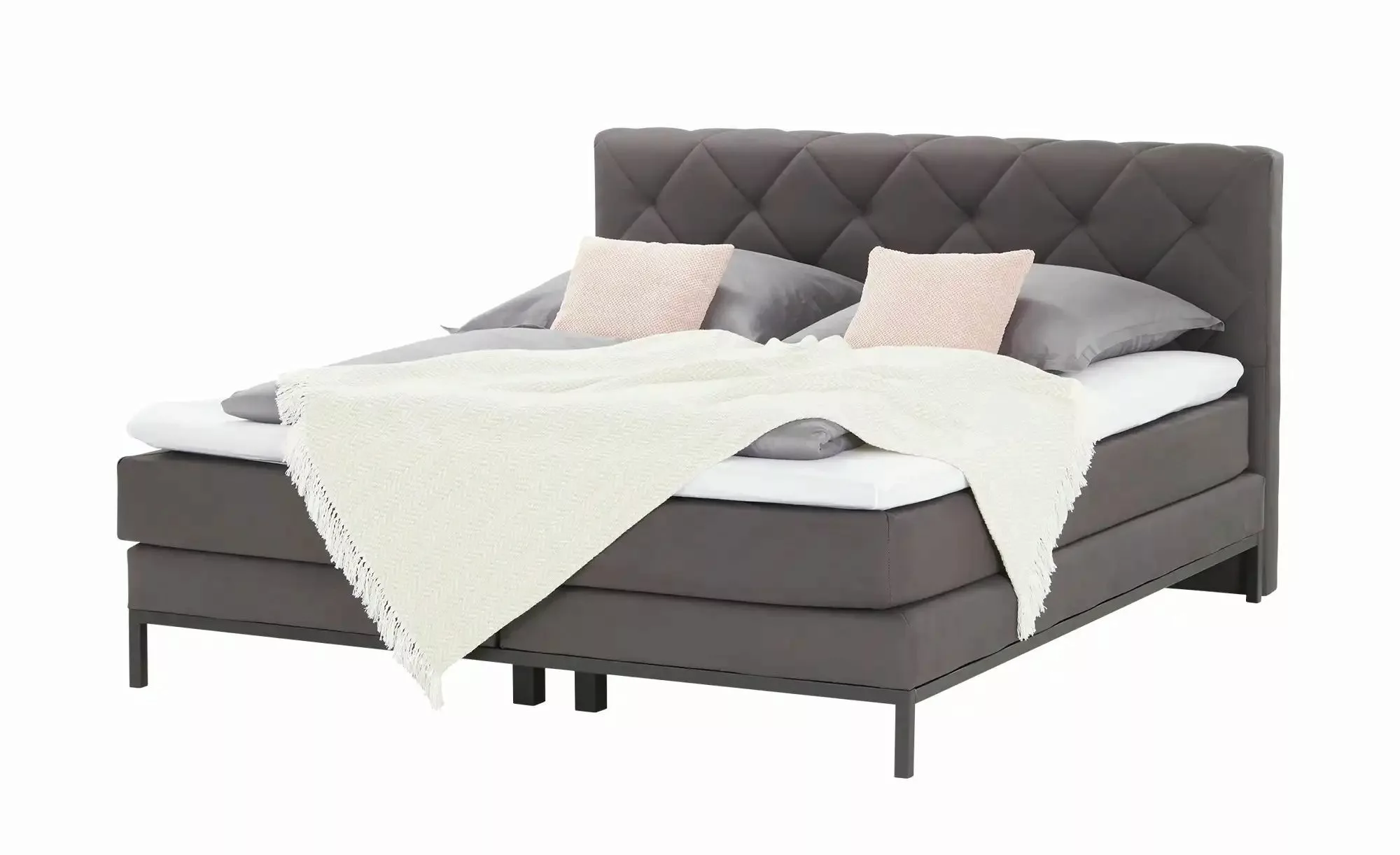 uno Boxspringbett  Rockaway ¦ grau ¦ Maße (cm): B: 180 H: 104 Betten > Boxs günstig online kaufen