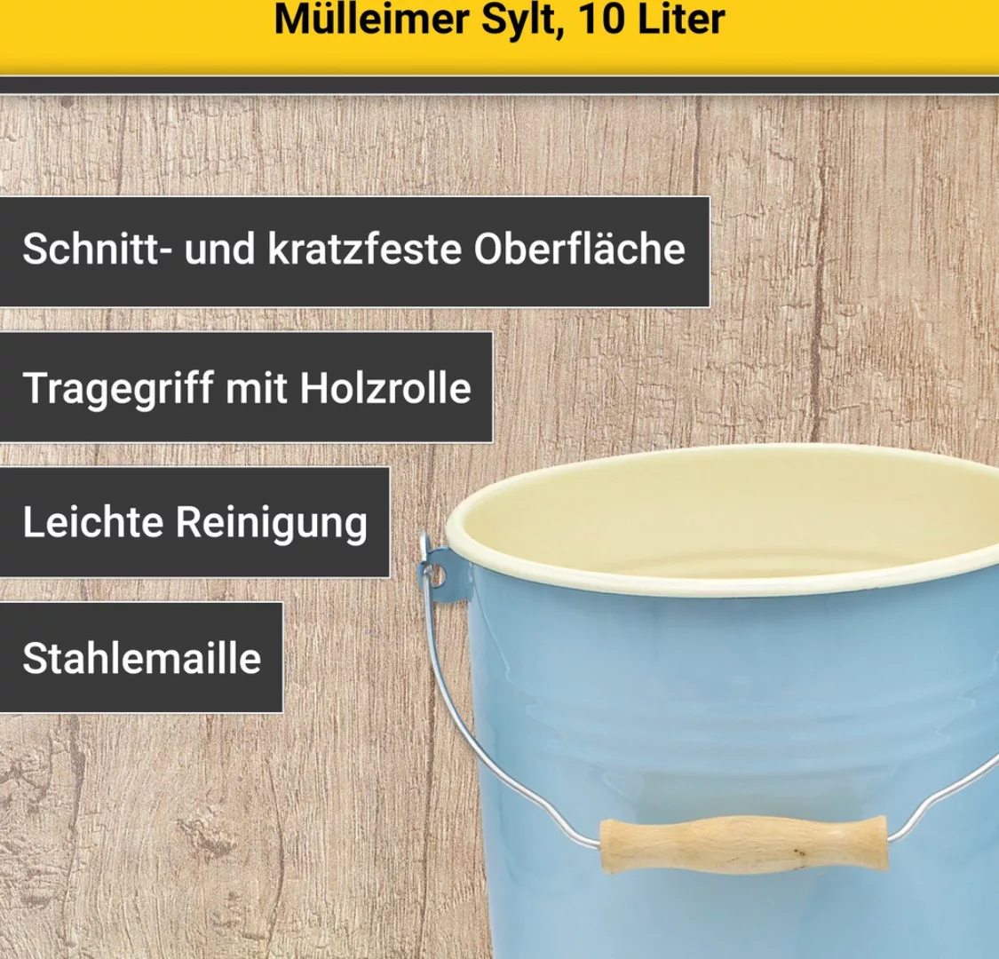 Krüger Mülleimer »Emaille Mülleimer mit Deckel«, schnitt- / kratzfeste Ober günstig online kaufen