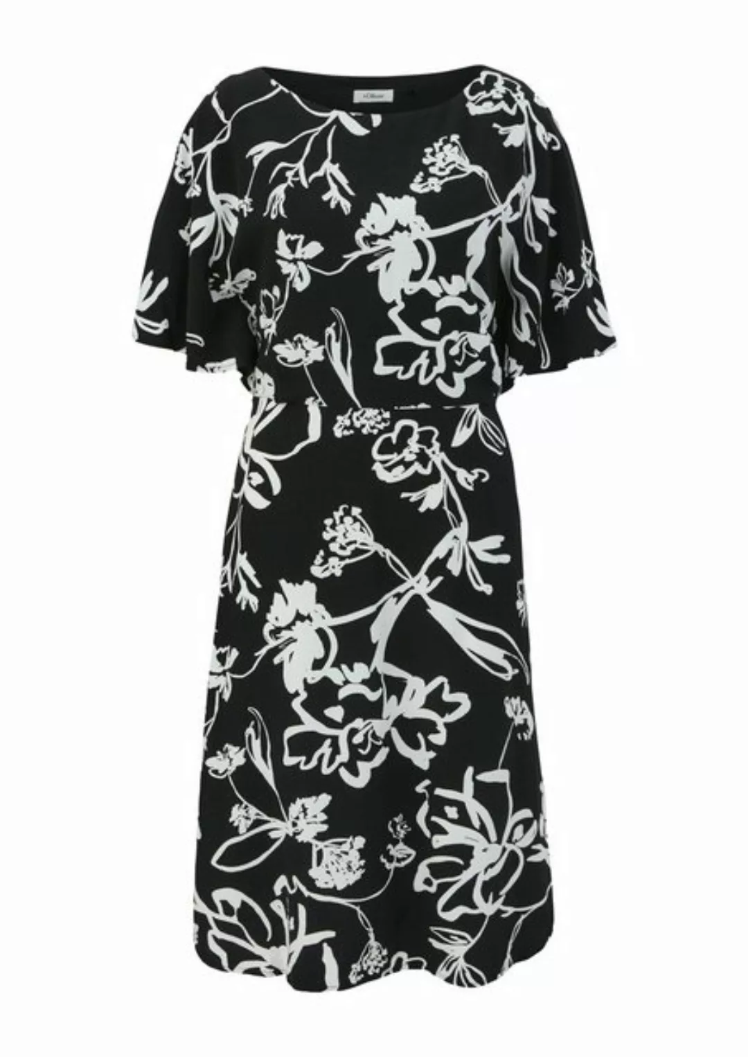 s.Oliver BLACK LABEL Minikleid Midkleid mit All-over-Print und Flügelärmel günstig online kaufen