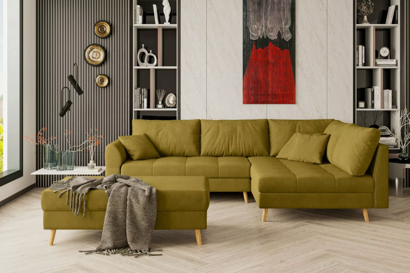 99rooms Ecksofa Bella, Sofa L-Form mit Hocker, links oder rechts bestellbar günstig online kaufen