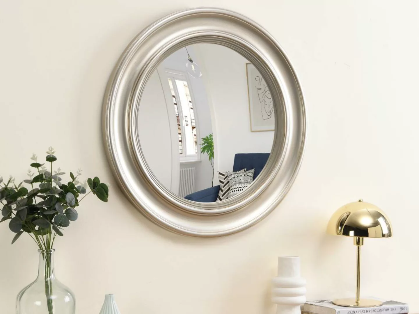 Wandspiegel rund - D. 66 cm - Paulowniaholz - Beige - FRANKLIN günstig online kaufen