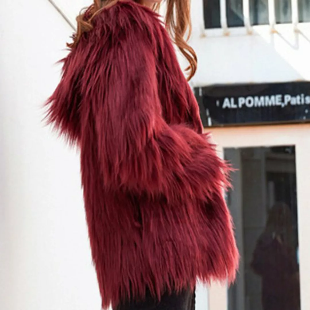 FIDDY Plüschjacke Damen-Plüsch-warme Langarm-Damen Jacke für Herbst und Win günstig online kaufen