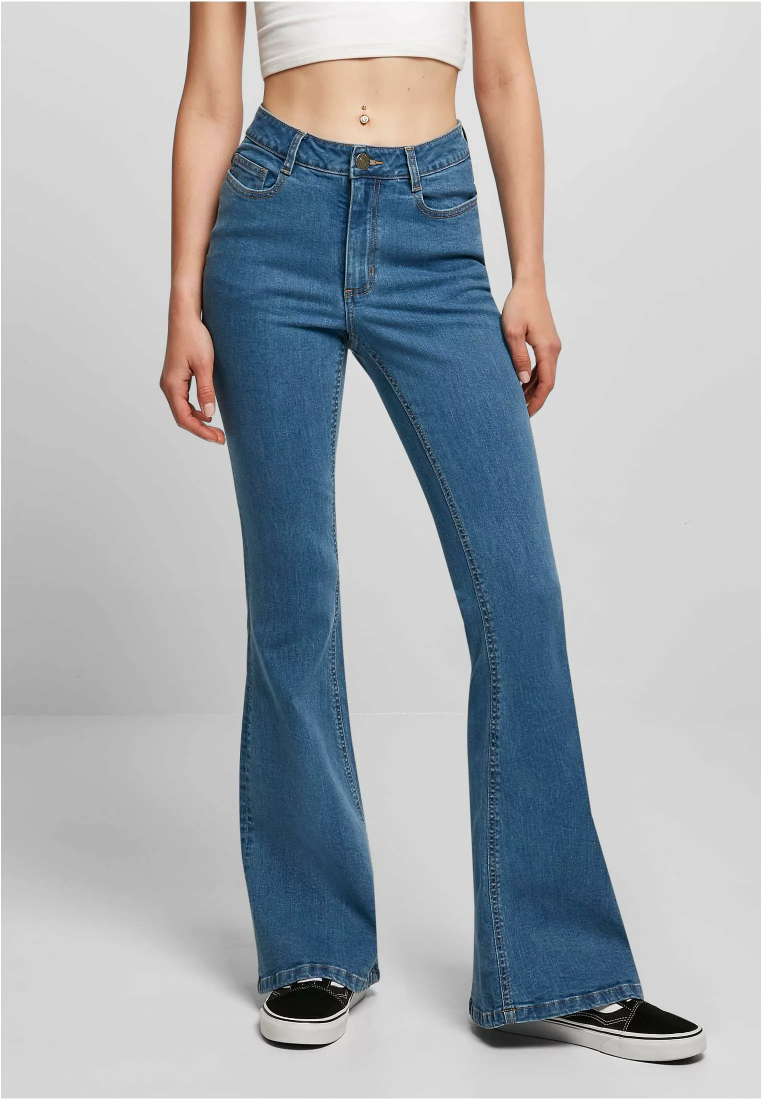 URBAN CLASSICS Bequeme Jeans "Damen Ladies Organic High Waist Flared Denim günstig online kaufen